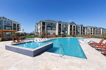 Extensive Resort Inspired Pool Deck at North Creek Apartments, Hutto, 78634